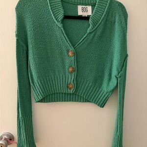 Urban Outfitters Green Cropped Cardigan